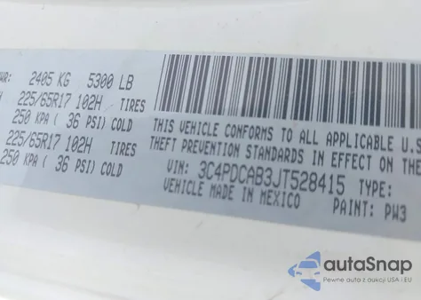 2018 Dodge Journey Se from USA, damaged, VIN 3C4PDCAB3JT528415